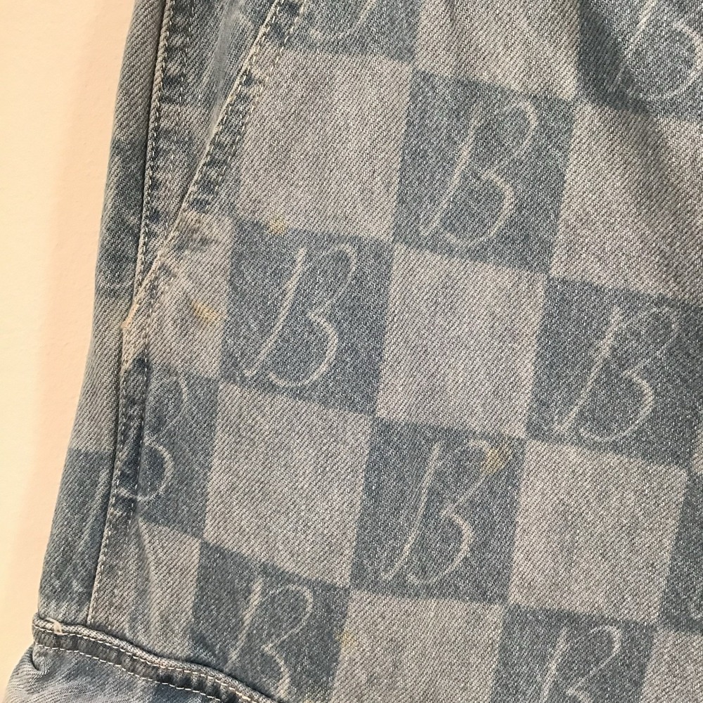 Blue Sky Inn Cargo Jeans Blue Denim Womens Size Small Monogrammed B Light Wash - Picture 6 of 16